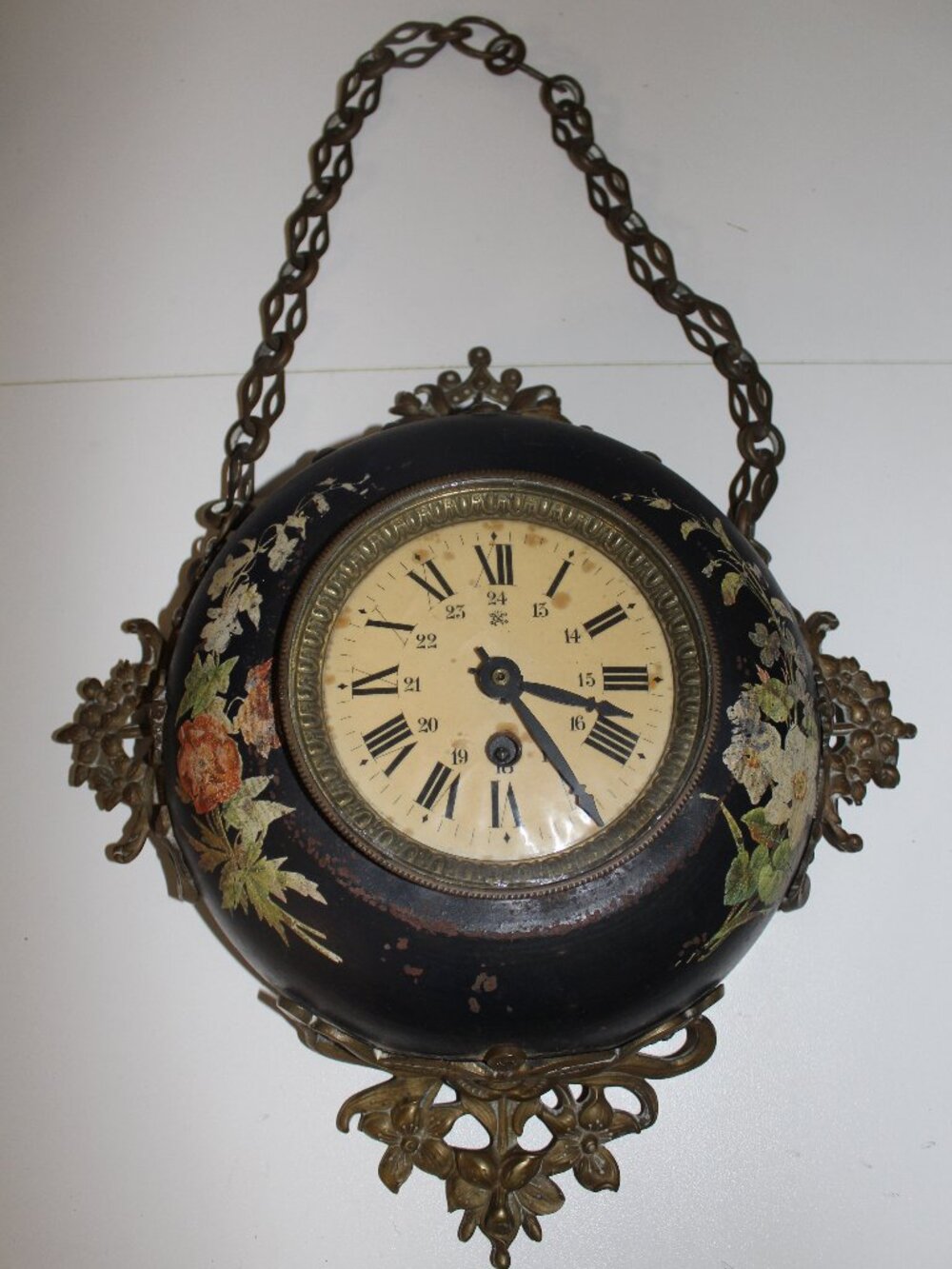 Antique French Bakers 19th Century Boulangère Chain Hanging Wall Clock Vintage